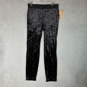 Nine West Vintage America Pants Womens Medium Black Velvet Gothic Y2K 90s Casual